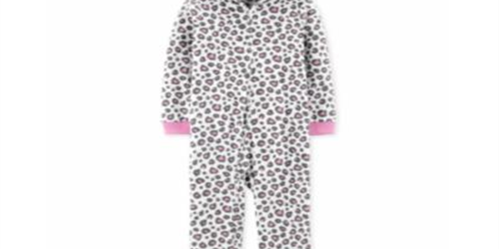 Pijama Carter's Little &amp; Big Girl's 1 peça estampa de leopardo branco/rosa tamanho 5