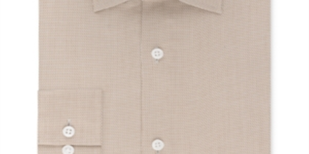 Camisa social masculina Michael Kors Regular Fit Airsoft Stretch Non Iron Performance Solid Marrom Tamanho -36-37