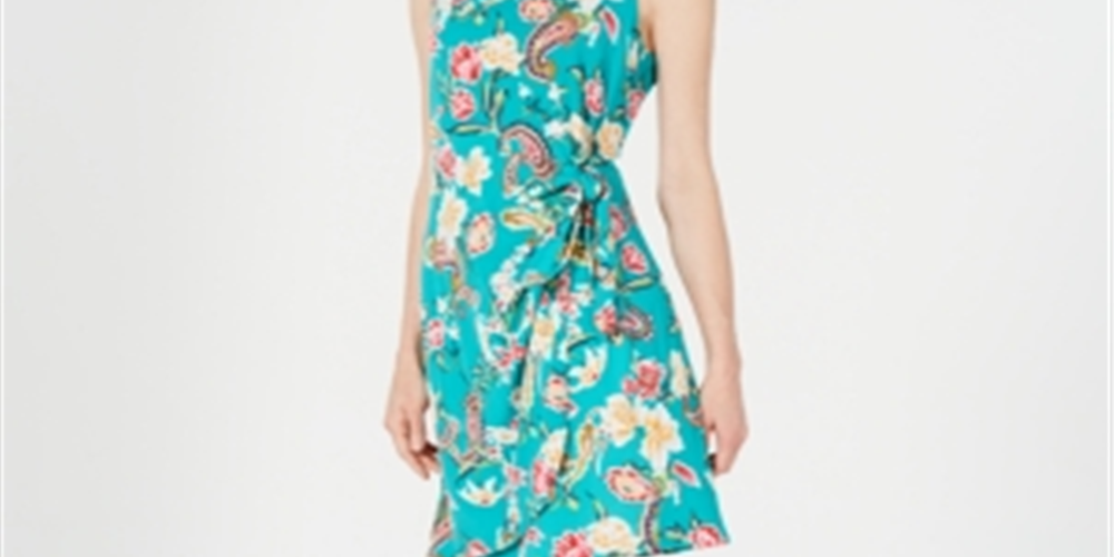 Vestido tubinho acima do joelho com decote redondo floral sem mangas Robbie Bee feminino - verde tamanho pequeno médio
