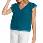1.STATE Blusa feminina com babados e ombros franzidos, vermelha, tamanho grande