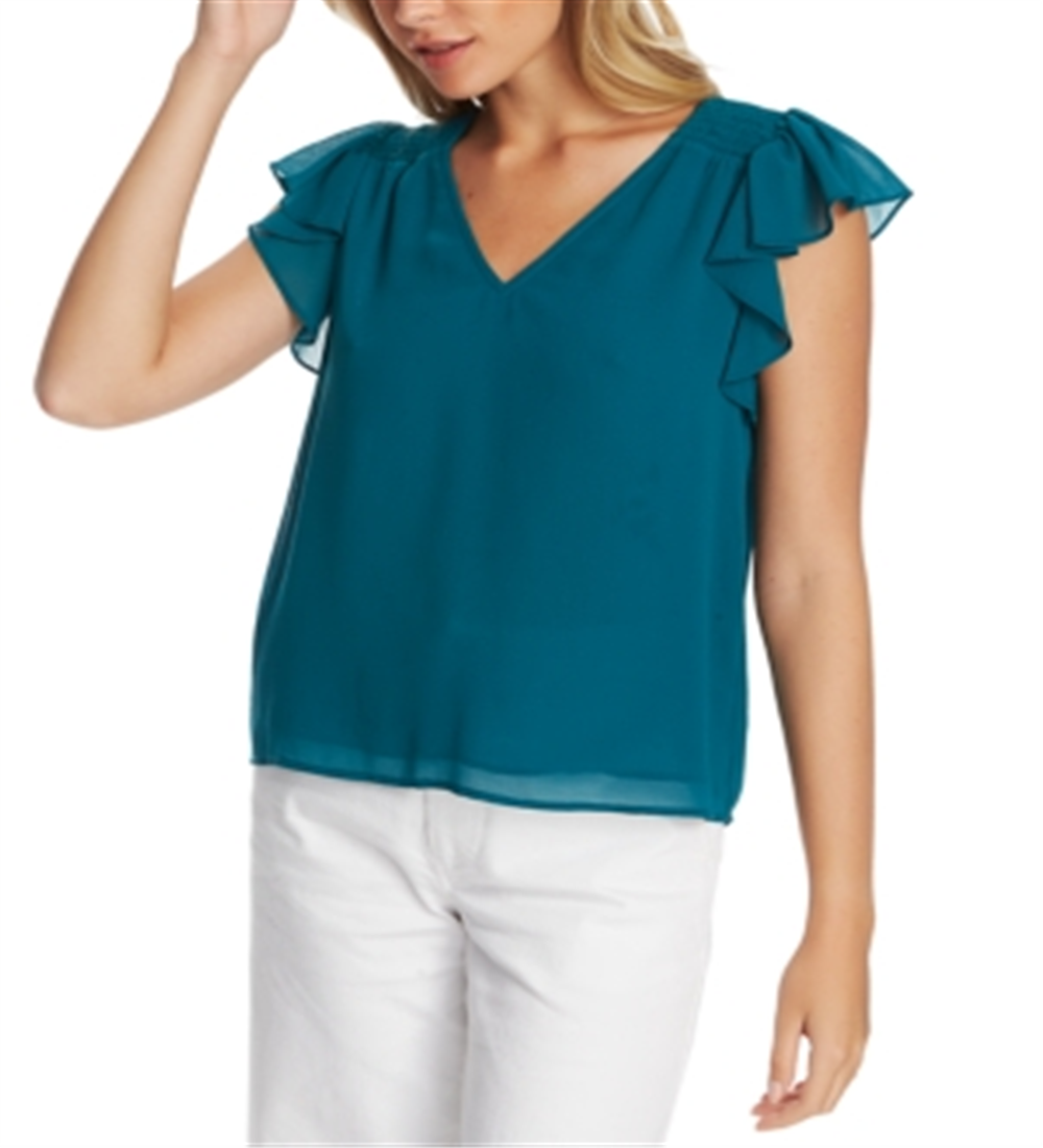 1.STATE Blusa feminina com babados e ombros franzidos, vermelha, tamanho grande