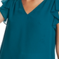 1.STATE Blusa feminina com babados e ombros franzidos, vermelha, tamanho grande