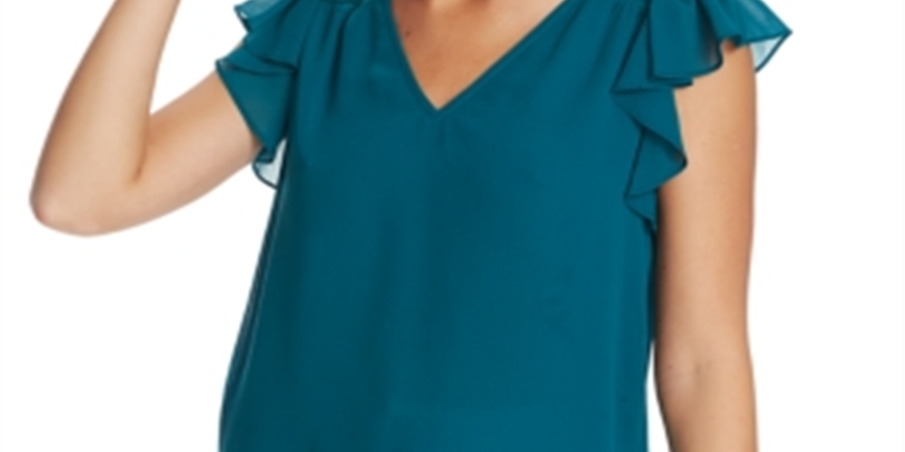 1.STATE Blusa feminina com babados e ombros franzidos, vermelha, tamanho grande