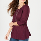 Blusa feminina de malha waffle com acabamento aberto, roxa, tamanho pequeno G