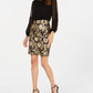 Vestido Calvin Klein Feminino Manga Longa Estampado Floral Lantejoulas Gola Joia Comprimento Joelho Preto Tamanho 16