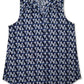 Top feminino estampado com decote em V Charter Club, azul, tamanho pequeno