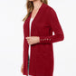 Cardigan feminino JM Collection com frente aberta, vermelho, tamanho pequeno e pequeno