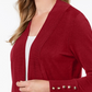 Cardigan feminino JM Collection com frente aberta, vermelho, tamanho pequeno e pequeno