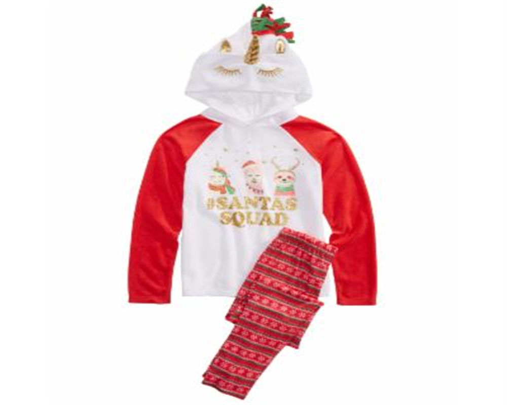 Conjunto de pijamas de 2 peças do esquadrão do Papai Noel da Max &amp; Olivia Little &amp; Big Girl, tamanho branco -G (10-12)