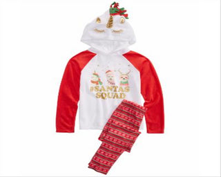 Conjunto de pijamas de 2 peças do esquadrão do Papai Noel da Max &amp; Olivia Little &amp; Big Girl, tamanho branco -G (10-12)