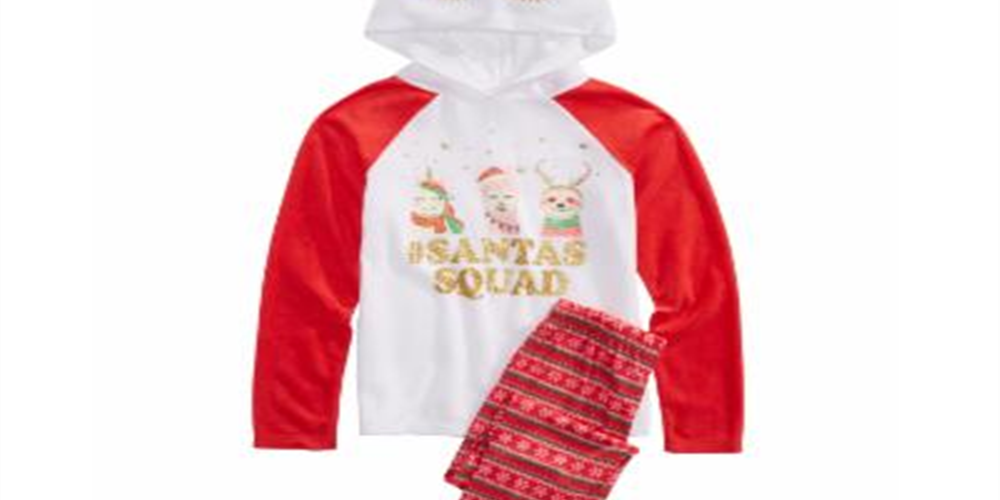 Conjunto de pijamas de 2 peças do esquadrão do Papai Noel da Max &amp; Olivia Little &amp; Big Girl, tamanho branco -G (10-12)