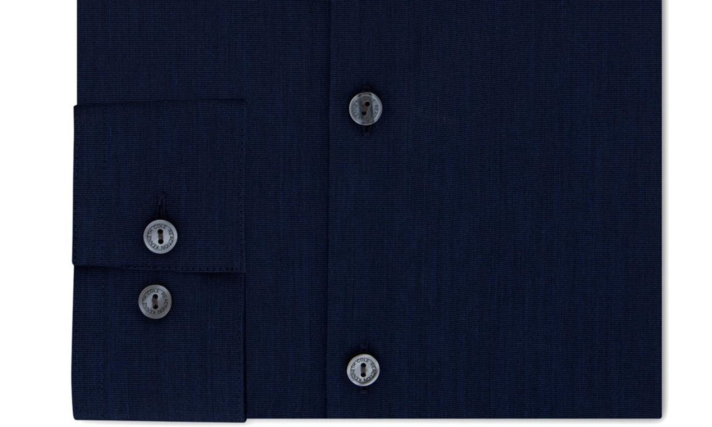 Camisa social masculina Kenneth Cole Reaction The Flex Slim Fit sem rugas, azul, tamanho 16,5 x 34 x 35