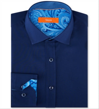 Camisa social masculina Tallia com gola estampada, azul, tamanho 32-33