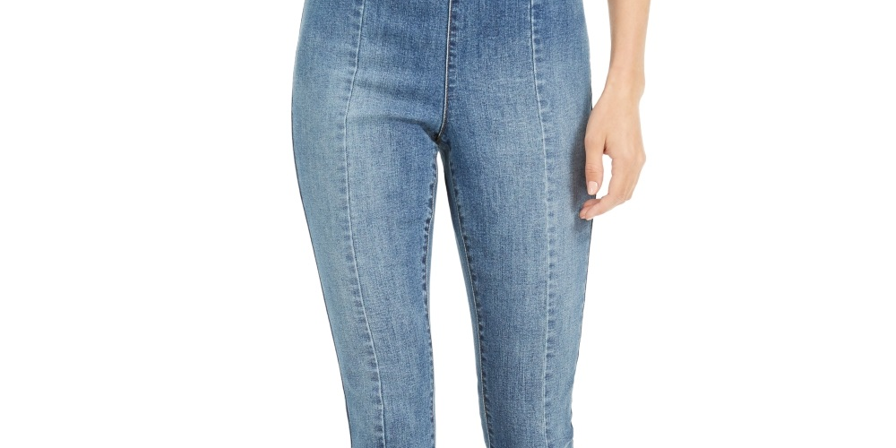 Calça jeans skinny cropped feminina INC International Concepts, cintura alta, azul, tamanho 2