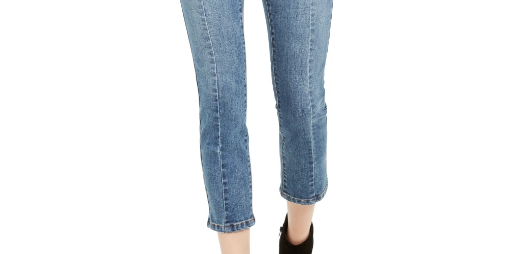 Calça jeans skinny cropped feminina INC International Concepts, cintura alta, azul, tamanho 2
