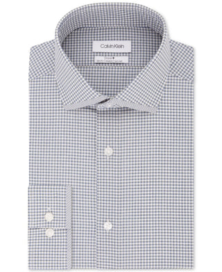 Camisa social masculina Calvin Klein Steel Slim Fit, sem passar, com estampa elástica, tamanho 16,5 x 32 x 33, verde