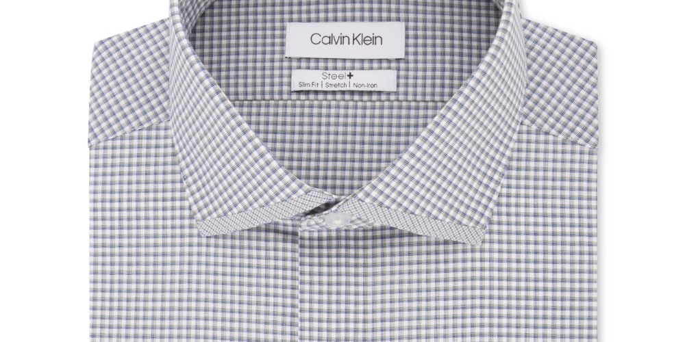 Camisa social masculina Calvin Klein Steel Slim Fit, sem passar, com estampa elástica, tamanho 16,5 x 32 x 33, verde