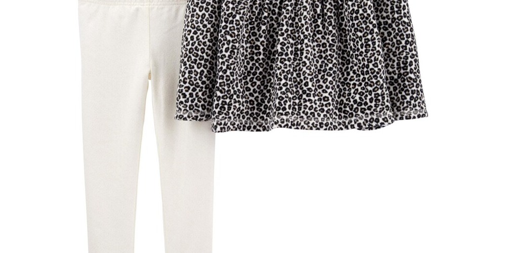 Conjunto de 2 peças de moletom com capuz e leggings estampados de animais Carter's para meninas, preto e branco, tamanho 5T
