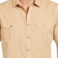 Camisa texturizada Warren de manga curta Alfani masculina, tamanho XXX-G, caramelo