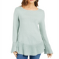 Suéter túnica feminino com babados e bainha estilo &amp; co, verde, tamanho PP