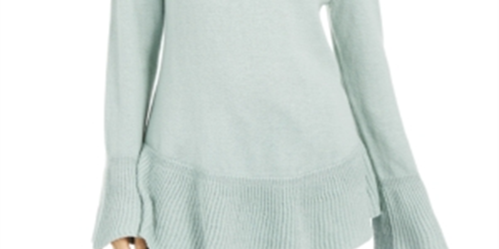 Suéter túnica feminino com babados e bainha estilo &amp; co, verde, tamanho PP