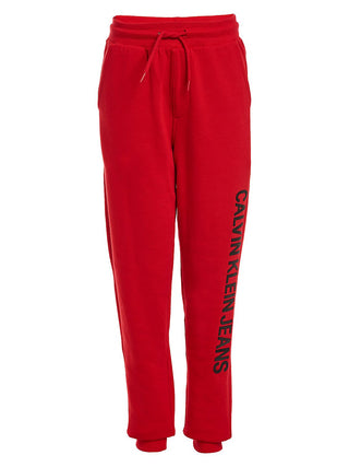 Calça de moletom Calvin Klein Racing Red Logo Institution para meninos, tamanho G 14/16