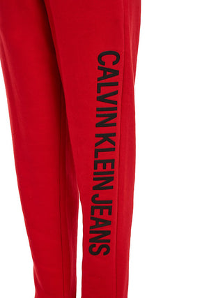 Calça de moletom Calvin Klein Racing Red Logo Institution para meninos, tamanho G 14/16
