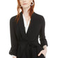 Blazer feminino Bar III com gola xale e cinto, preto, tamanho extragrande