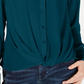Blusa feminina com botões frontais e torcidos INC International Concepts, verde, tamanho extragrande