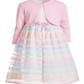 Vestido infantil Blueberi Boulevard para meninas, 2 peças, com babados e listras arco-íris bordadas, rosa, tamanho 2