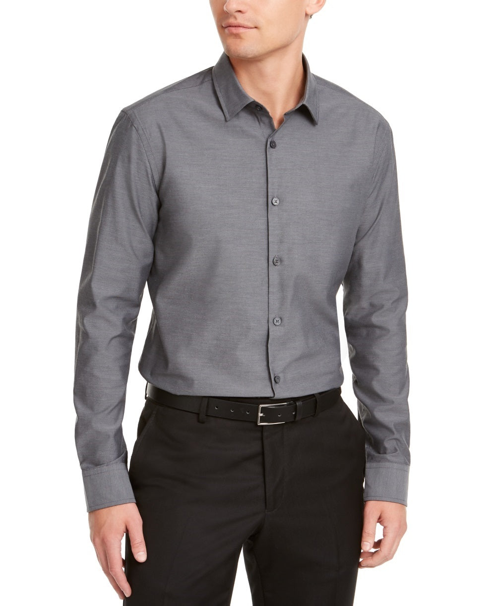 Camisa elástica com gola Vince e botões Alfani masculina, cinza, tamanho XX-G