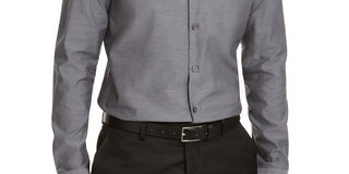 Camisa elástica com gola Vince e botões Alfani masculina, cinza, tamanho XX-G