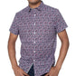 Camisa masculina com estampa floral Kenneth Cole, azul, tamanho médio