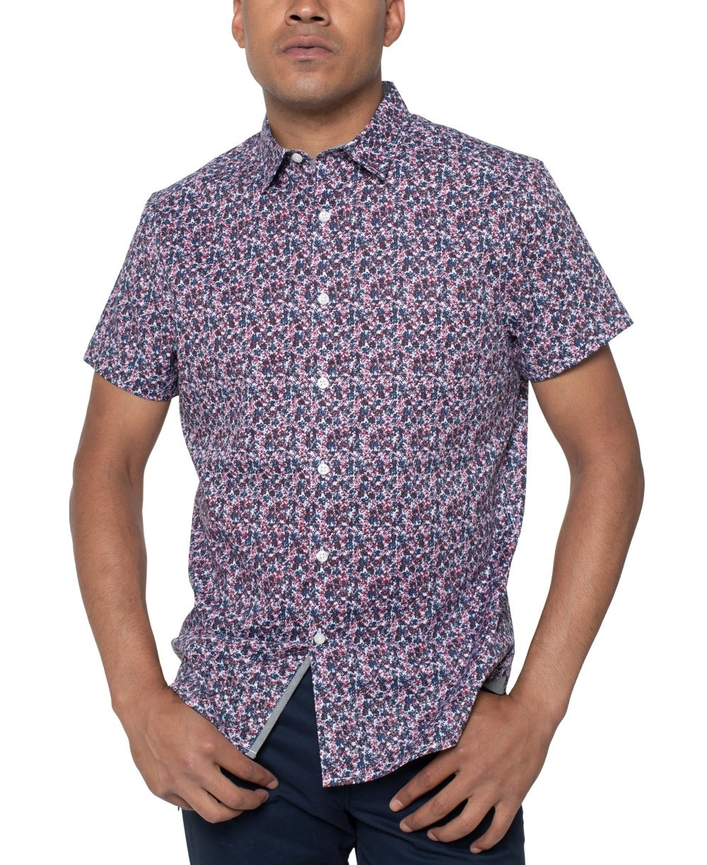 Camisa masculina com estampa floral Kenneth Cole, azul, tamanho médio