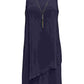 Vestido justo com colar e detalhes embelezados da coleção JM, azul, tamanho médio
