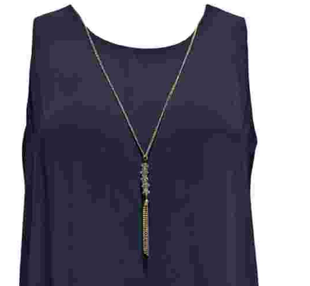 Vestido justo com colar e detalhes embelezados da coleção JM, azul, tamanho médio