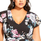 Vestido feminino City Chic Plus Size Summer Blooms, preto, tamanho 18W