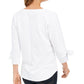 Charter Club Feminino 69 Novo Padrão Gola Redonda Punhos Top Branco Tamanho Pequeno Grande