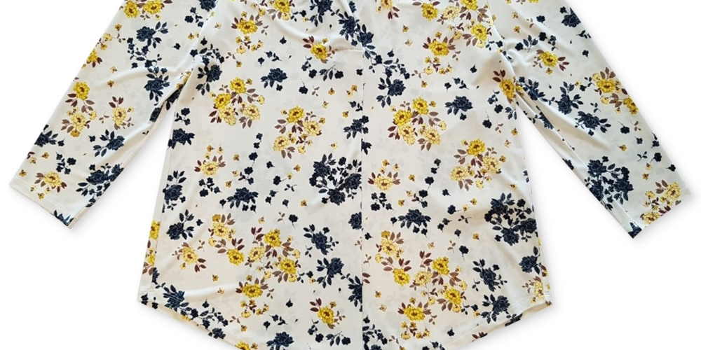 Blusa feminina floral Charter Club manga 3/4 branca tamanho extragrande