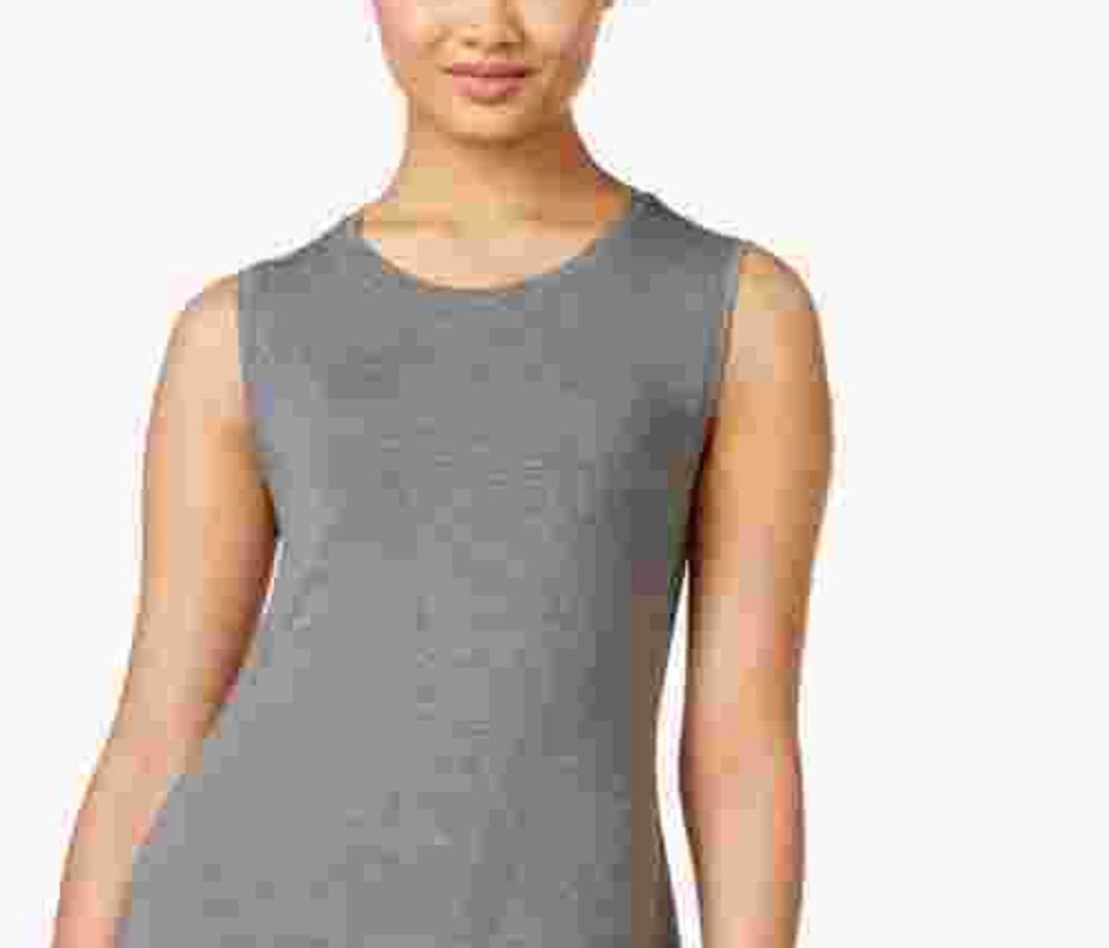 Vestido feminino estilo &amp; Company cinza mesclado sem mangas com decote joia acima do joelho e ajuste evasê tamanho pequeno pequeno