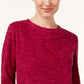 Karen Scott Sport Space-Dye Microfleece Top Feminino Rosa Tamanho Médio