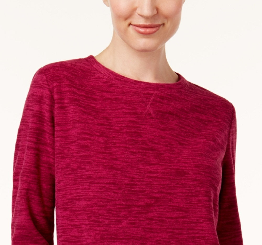 Karen Scott Sport Space-Dye Microfleece Top Feminino Rosa Tamanho Médio