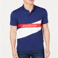 Camisa polo masculina com estampa de logotipo em blocos de cores AX Armani Exchange - Azul-marinho, tamanho XXL