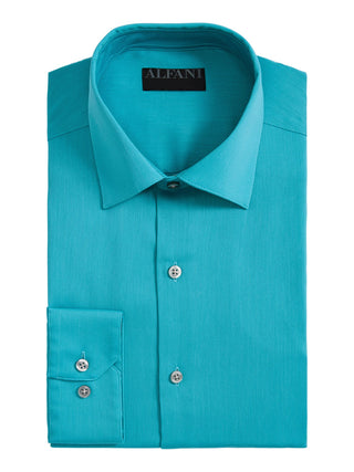 Alfani Men's Bedford Cord Classic Regular Fit Dress Shirt Blue Size 36X37