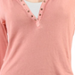 Top Henley Militar Feminino We The Free Algodão Misto com Tachas Rosa Tamanho Médio