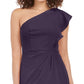 Vestido feminino Adrianna Papell com babados e um ombro só, roxo, tamanho 18