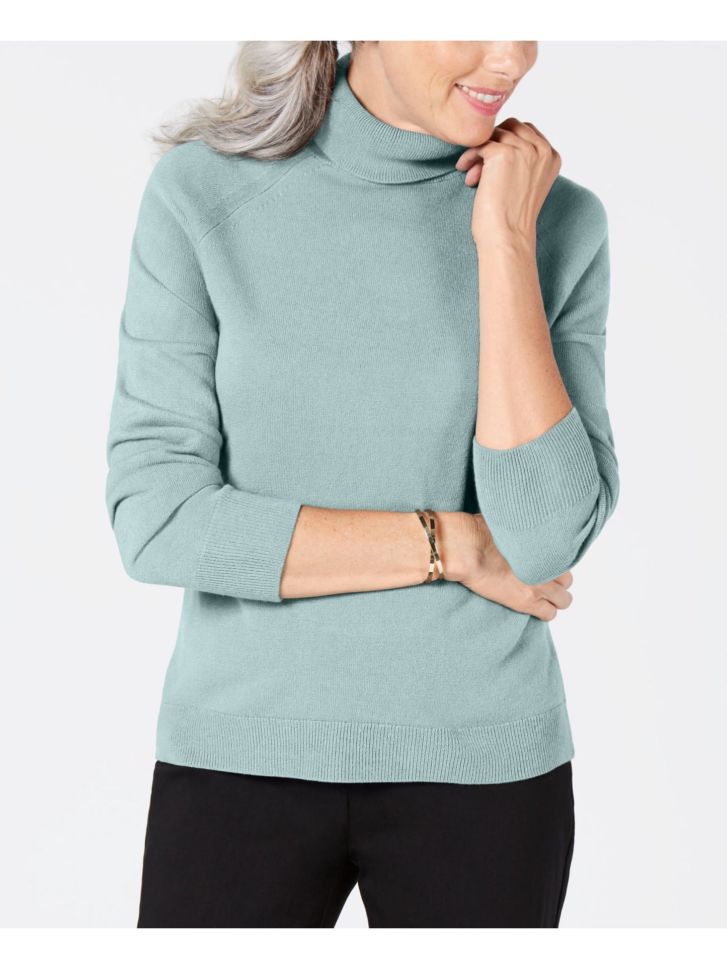 Karen Scott Suéter Feminino Manga Longa Gola Alta Azul Tamanho X-G