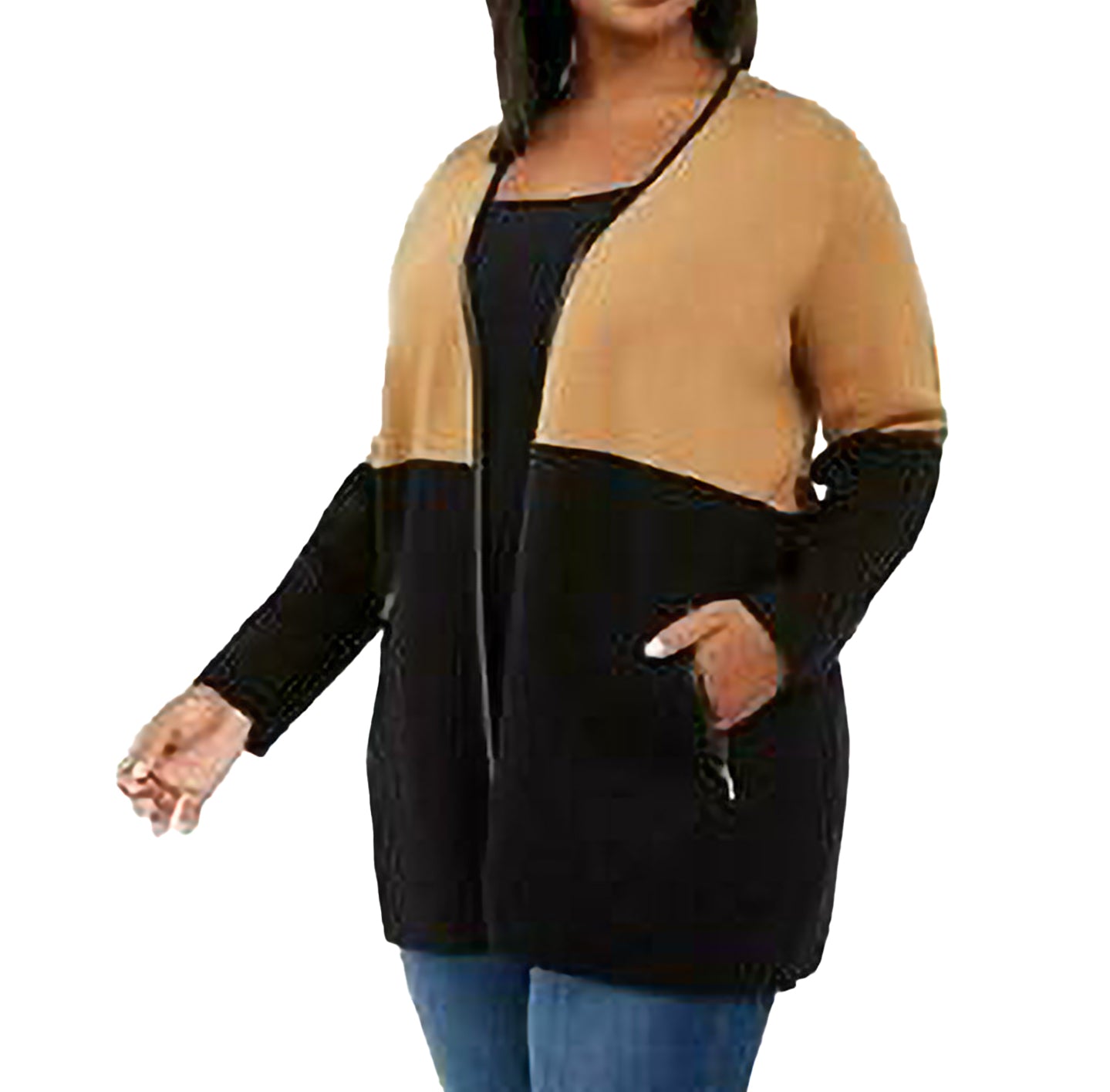 Cardigan feminino Charter Club Plus Milano bicolor marrom tamanho 0X