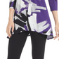 Blusa feminina estampada Alfani com detalhes roxos e estampados, tamanho pequeno P