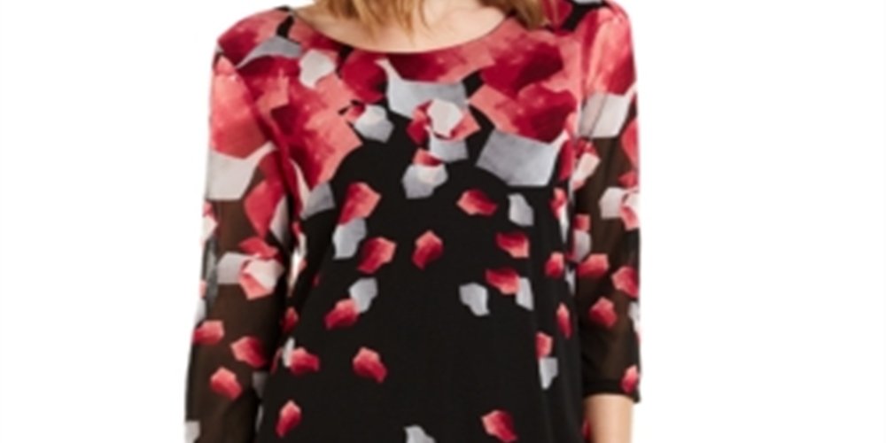 Túnica feminina Alfani estampada com manga 3/4 rosa tamanho pequeno G